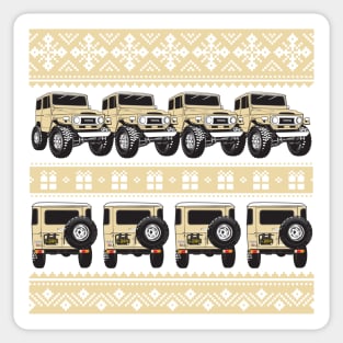 FJ40 Christmas Sweater in Tan Sticker